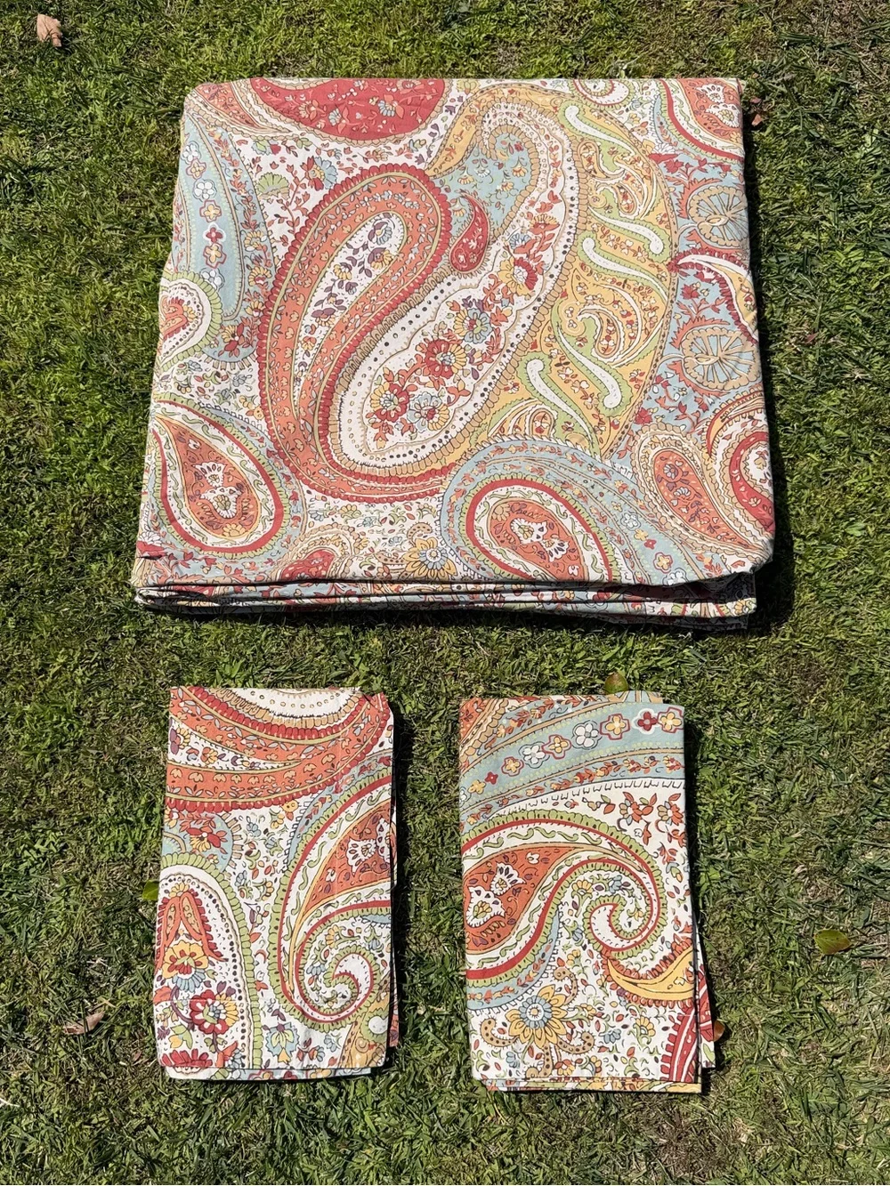 Pottery Barn Harper Paisley 3-Piece Organic Cotton Duvet Cover Set F/Q GUC